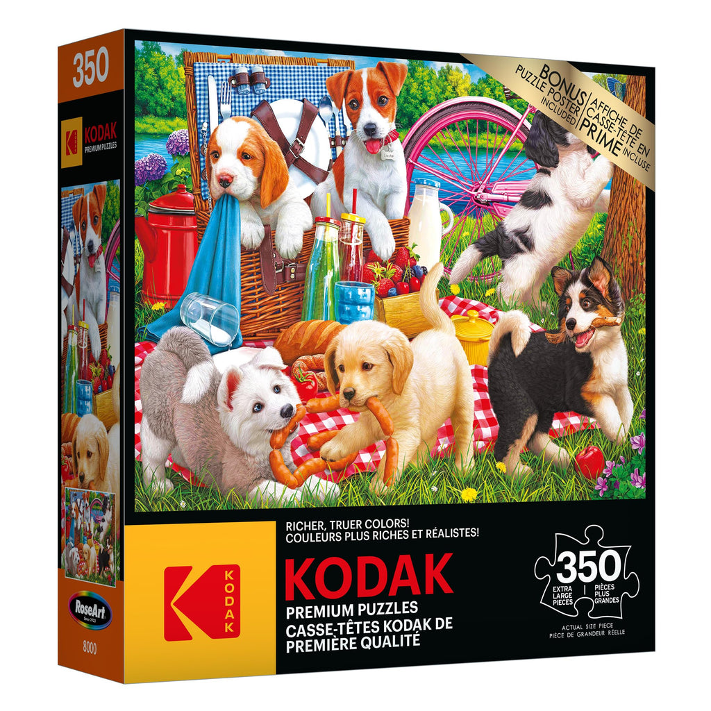Kodak Premium Puppies on a Picnic Jigsaw Puzzle – 350 Pieces by RoseArt