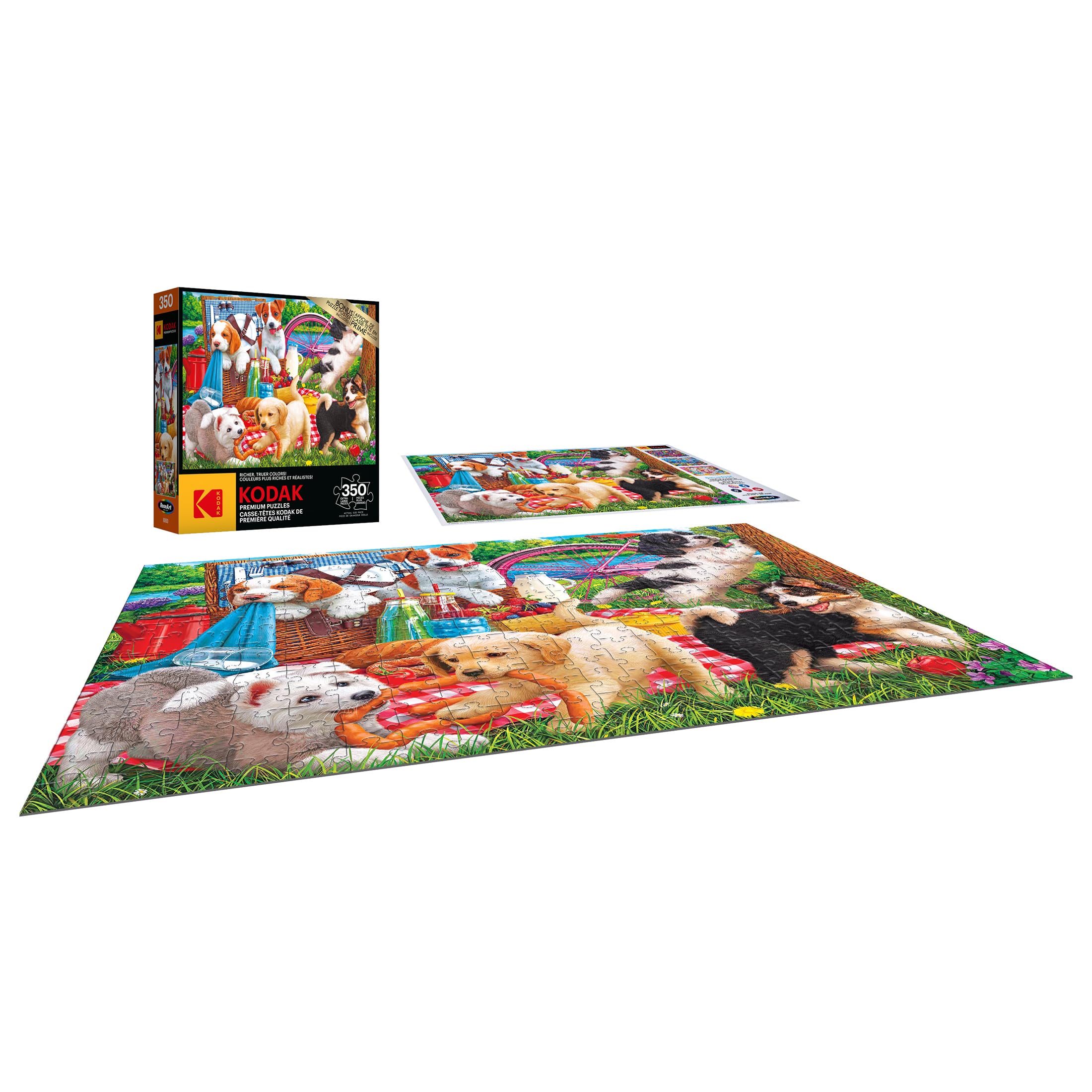 Kodak Premium Puppies on a Picnic Jigsaw Puzzle – 350 Pieces by RoseArt