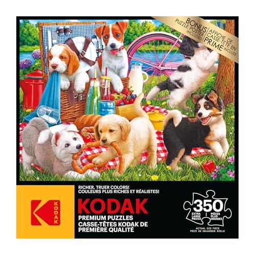 Kodak Premium Puppies on a Picnic Jigsaw Puzzle – 350 Pieces by RoseArt
