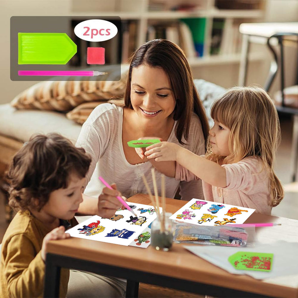 KOJEFCV 48-Pack Cartoon Diamond Art Sticker Kits for Kids – Gem Mosaic Stickers Ages 4-12
