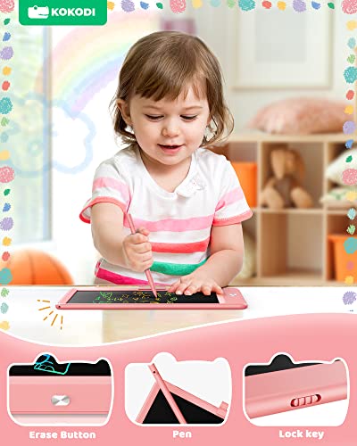 KOKODI 8.5 Inch LCD Writing Tablet for Toddlers - Pink Doodle Board, Erasable Drawing Pad, Educational Toy for Ages 3-8