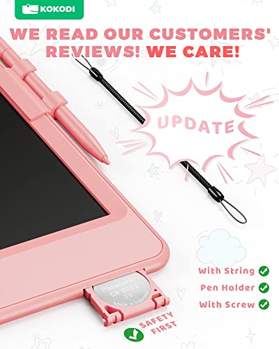 KOKODI 8.5 Inch LCD Writing Tablet for Toddlers - Pink Doodle Board, Erasable Drawing Pad, Educational Toy for Ages 3-8
