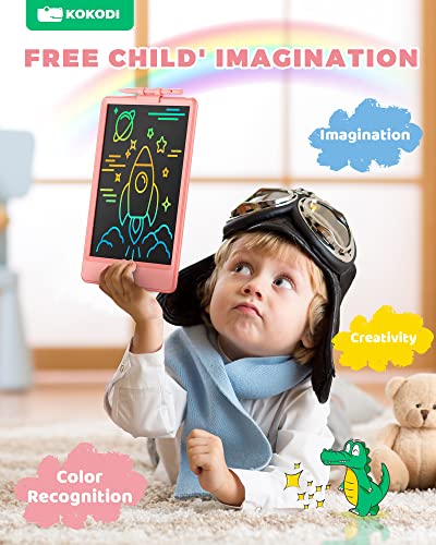 KOKODI 8.5 Inch LCD Writing Tablet for Toddlers - Pink Doodle Board, Erasable Drawing Pad, Educational Toy for Ages 3-8