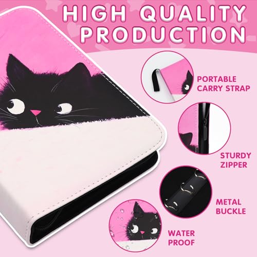 KOLIN Cute Cat Card Binder – 400 Pocket Pink PU Leather Album for Standard Cards
