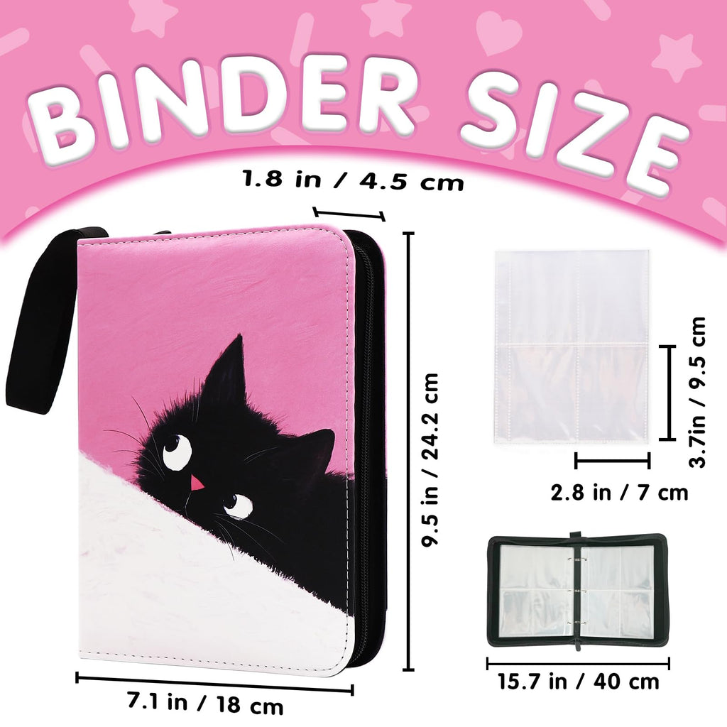 KOLIN Cute Cat Card Binder – 400 Pocket Pink PU Leather Album for Standard Cards