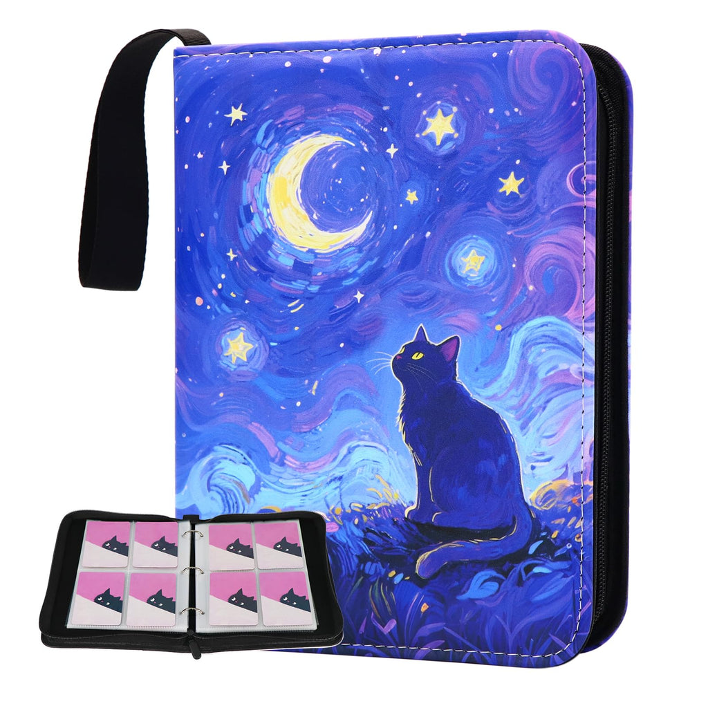 KOLIN Starry Cat Card Binder – 400-Pocket PU Leather Album for Standard Size Cards, Gift for Collectors