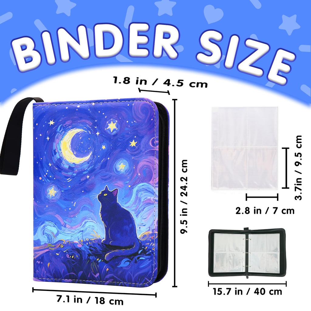 KOLIN Starry Cat Card Binder – 400-Pocket PU Leather Album for Standard Size Cards, Gift for Collectors