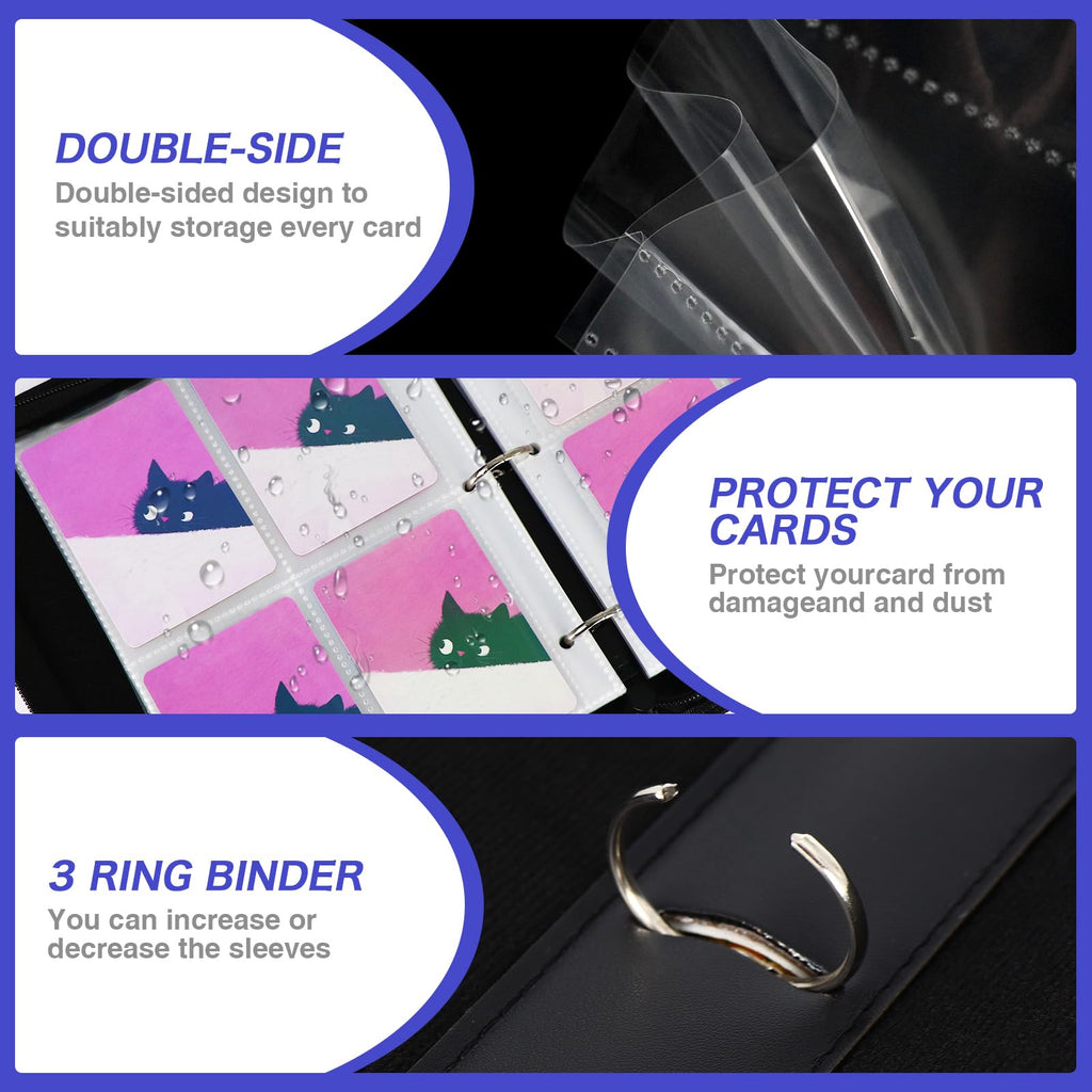 KOLIN Starry Cat Card Binder – 400-Pocket PU Leather Album for Standard Size Cards, Gift for Collectors