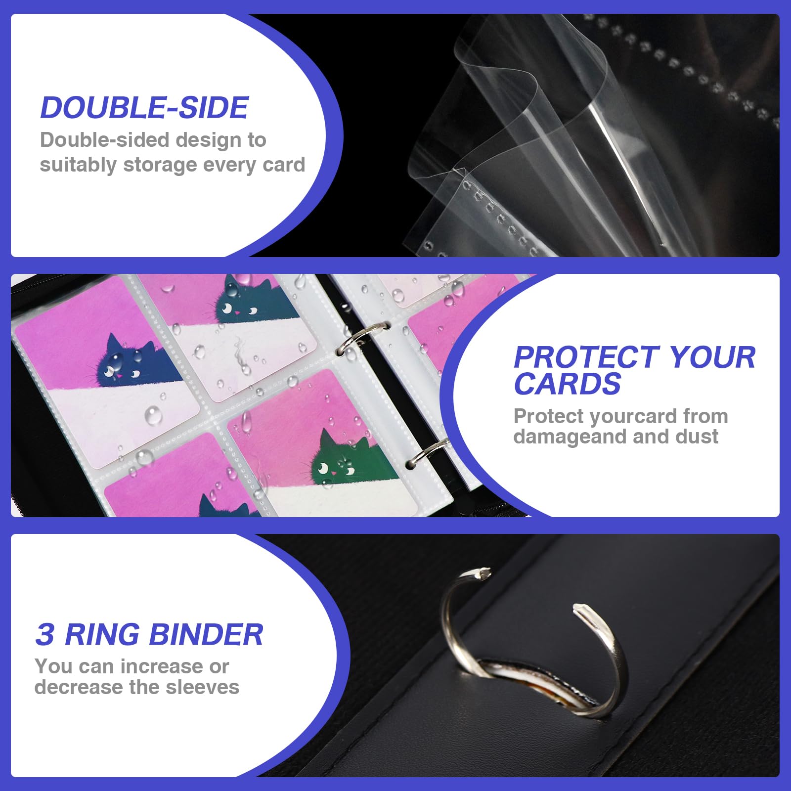 KOLIN Starry Cat Card Binder – 400-Pocket PU Leather Album for Standard Size Cards, Gift for Collectors