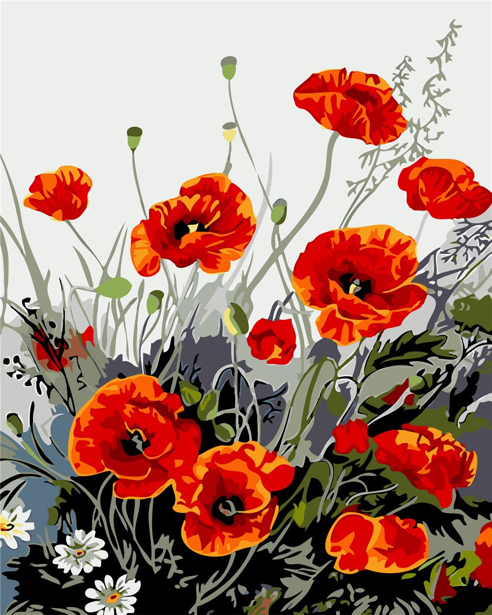 KOMI Dancing Flower Paint by Numbers Kit for Adults – 16x20 Inch Frameless Canvas