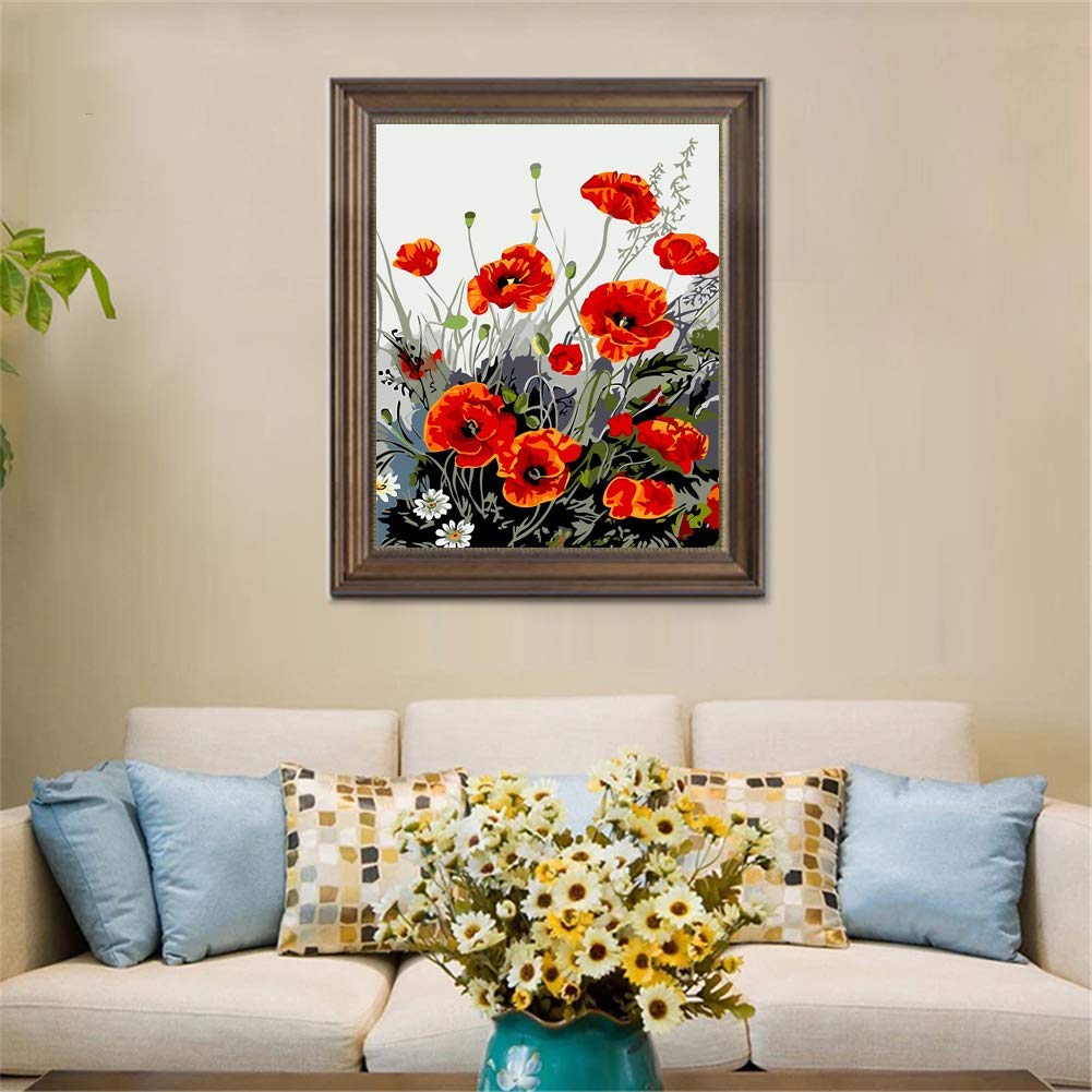 KOMI Dancing Flower Paint by Numbers Kit for Adults – 16x20 Inch Frameless Canvas