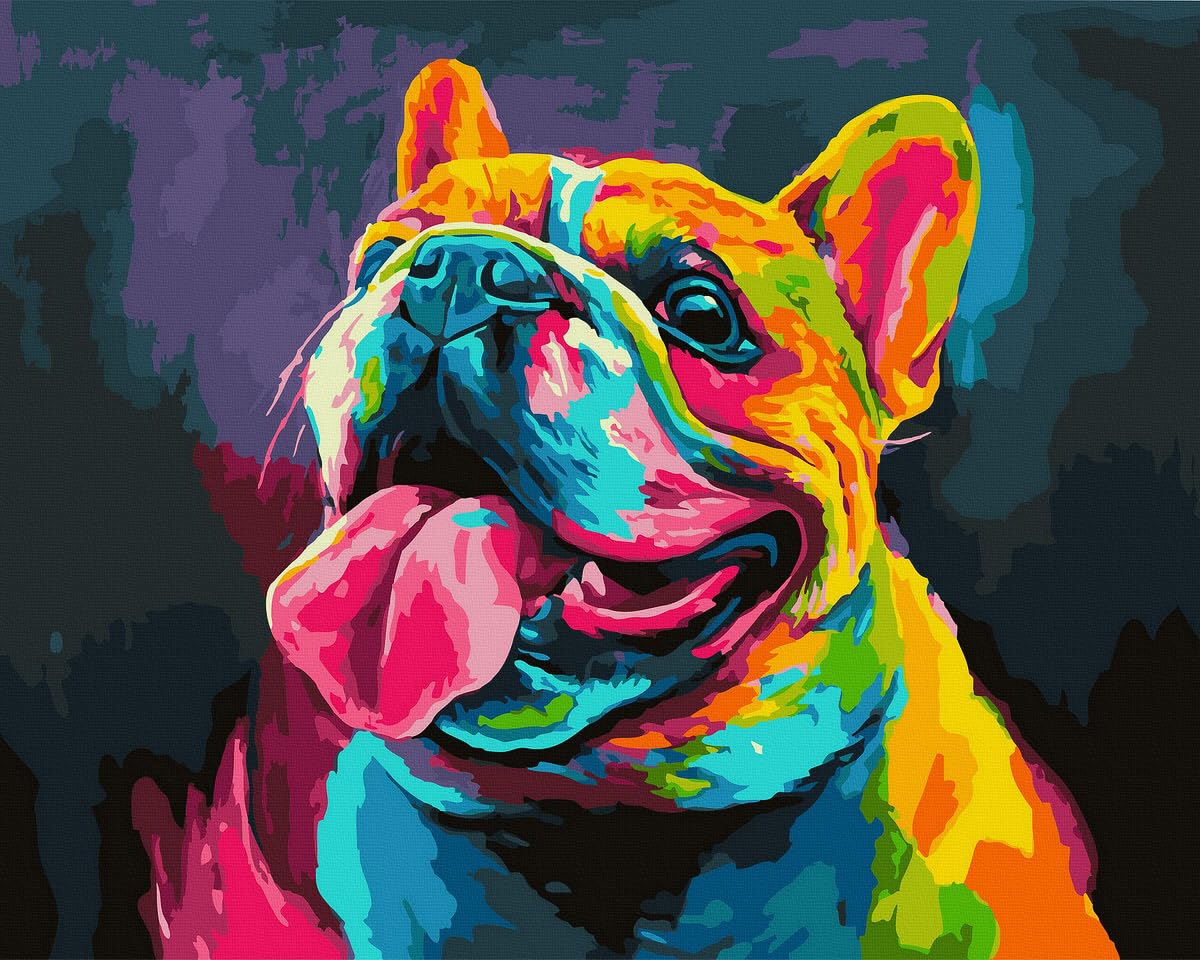 Komking Bulldog Paint by Numbers Kit – 16x20 Animal Canvas for Kids & Adults (Unframed)