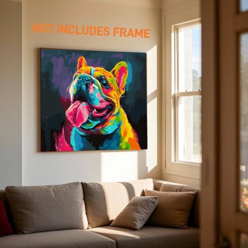 Komking Bulldog Paint by Numbers Kit – 16x20 Animal Canvas for Kids & Adults (Unframed)