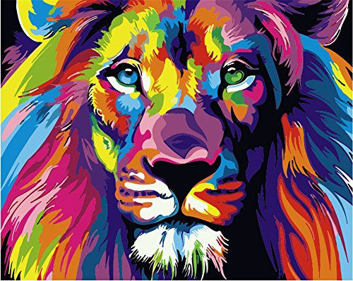 Komking Paint by Number for Adults Beginner – Colorful Lion 16x20 Inch DIY Kit