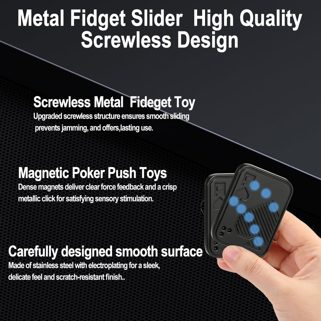 KOMO EDC Magnetic Fidget Slider – Stainless Steel Poker Card Toy for Stress Relief and Focus (Black A)