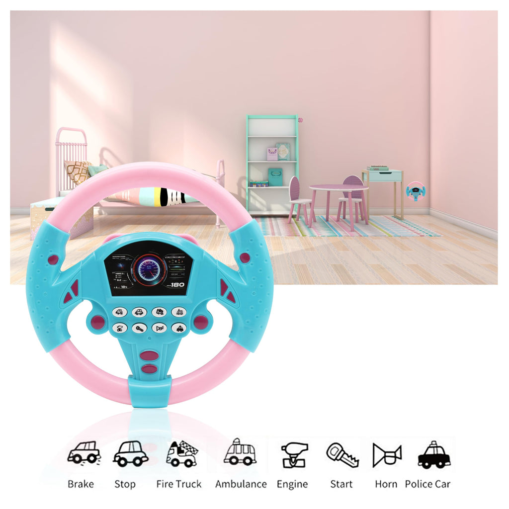 KONALITY Kids Steering Wheel Toy - Musical Driving Simulator with Suction Cup for Car Seat or Stroller