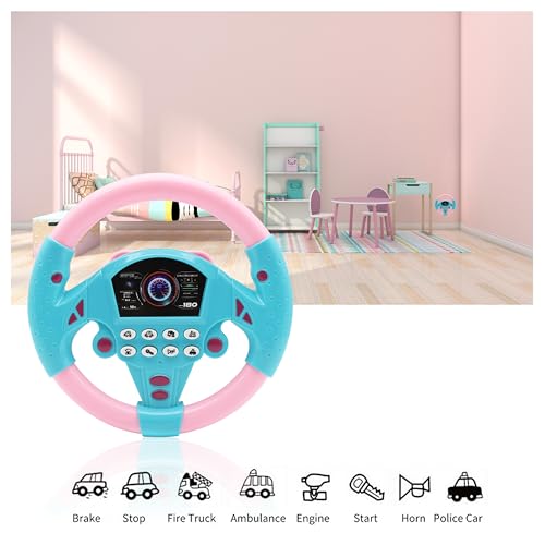 KONALITY Kids Steering Wheel Toy - Musical Driving Simulator with Suction Cup for Car Seat or Stroller