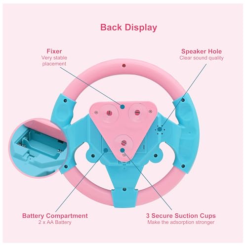KONALITY Kids Steering Wheel Toy - Musical Driving Simulator with Suction Cup for Car Seat or Stroller