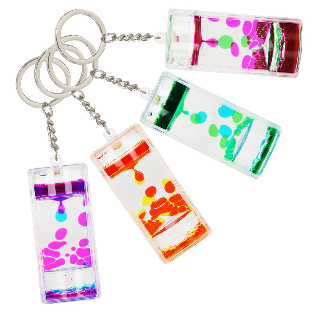 KongLam Liquid Motion Bubbler Keychains (4-Pack) - Colorful Hourglass Timers for Stress Relief