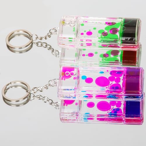 KongLam Liquid Motion Bubbler Keychains (4-Pack) - Colorful Hourglass Timers for Stress Relief