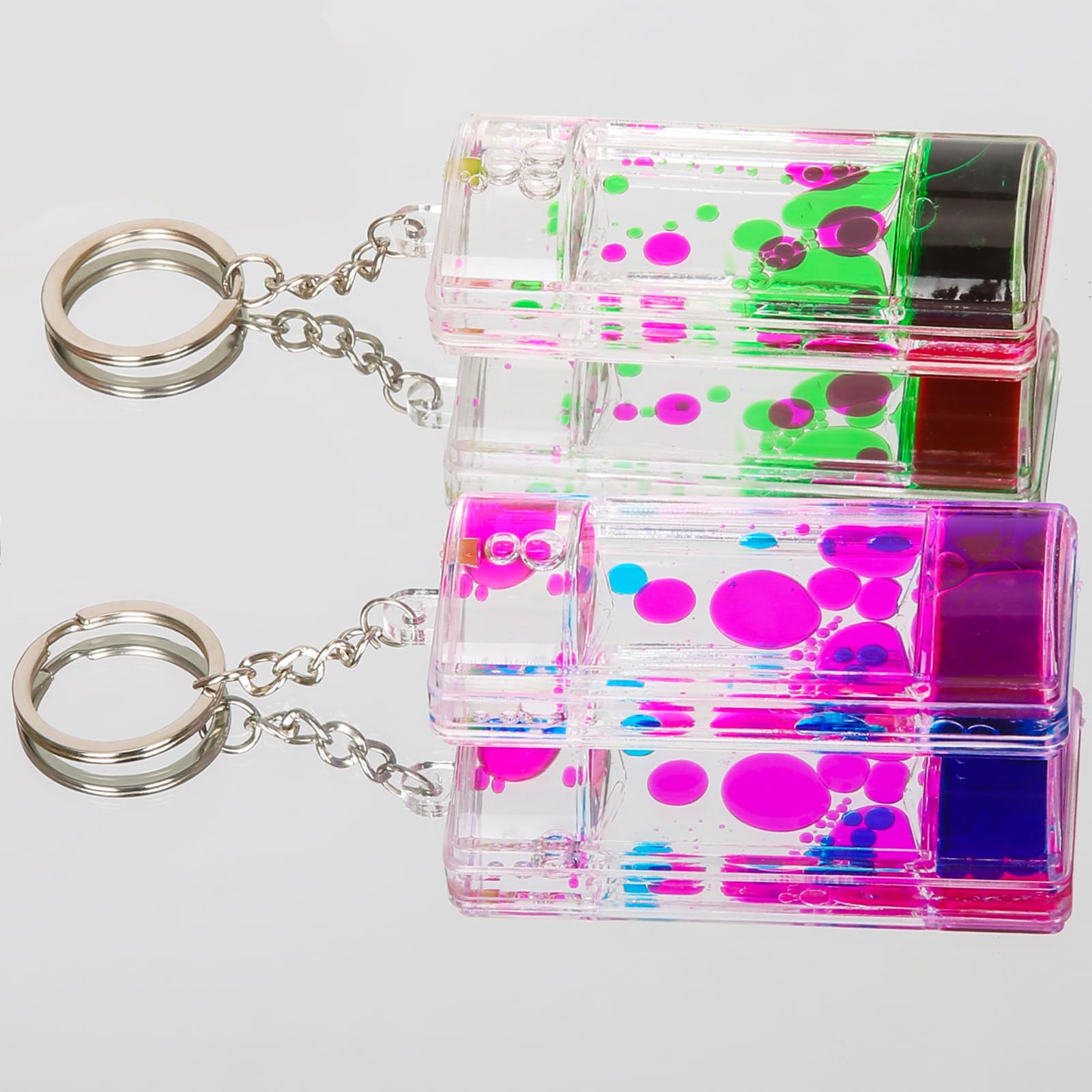 KongLam Liquid Motion Bubbler Keychains (4-Pack) - Colorful Hourglass Timers for Stress Relief
