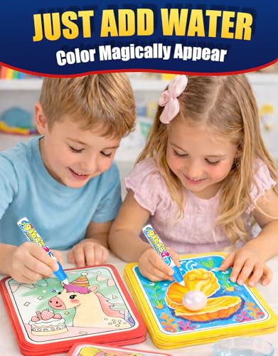 K'ONLE Reusable Water Painting Book – 10 Pages Space Theme, No-Mess Coloring for Toddlers 3-6