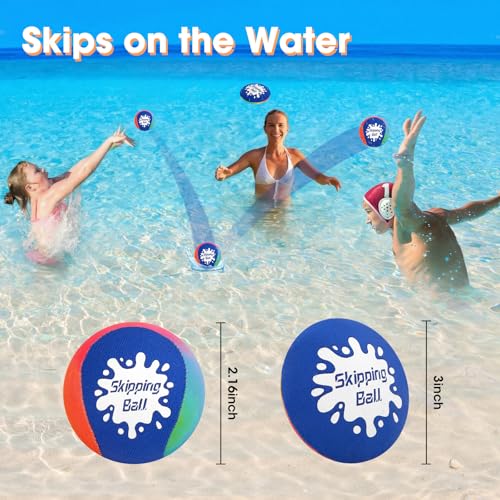Korlon Skipping Water Balls 4 Pack - Bouncing Pool Toys with Mesh Bag for Kids and Adults