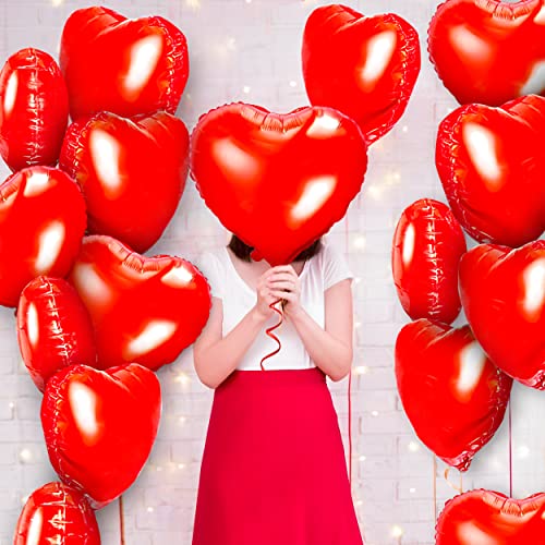 kortes 50 Pack 18 Inch Red Heart Foil Balloons for Valentine's Day and Wedding Decorations