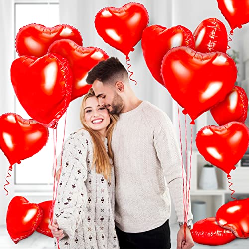 kortes 50 Pack 18 Inch Red Heart Foil Balloons for Valentine's Day and Wedding Decorations