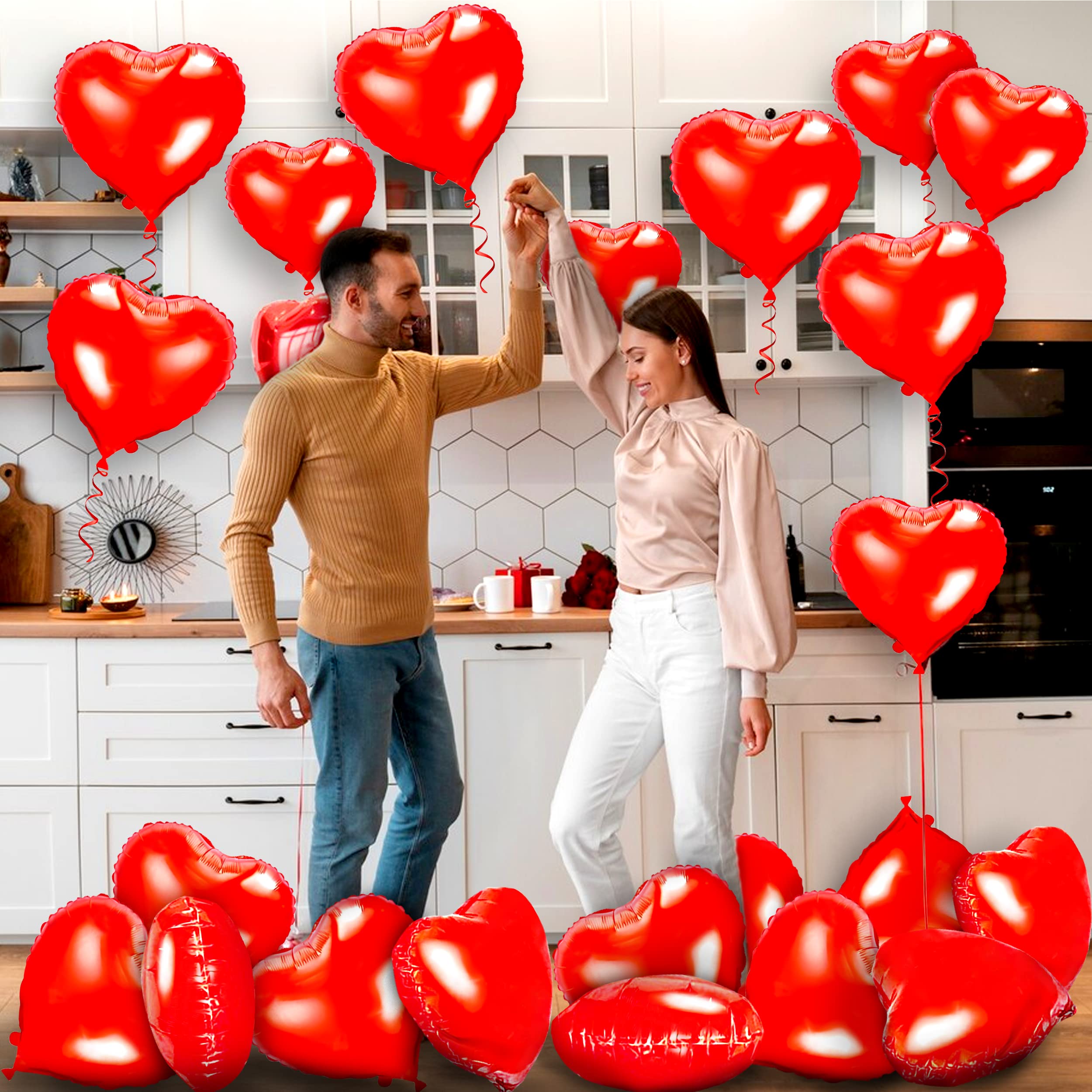 kortes 50 Pack 18 Inch Red Heart Foil Balloons for Valentine's Day and Wedding Decorations