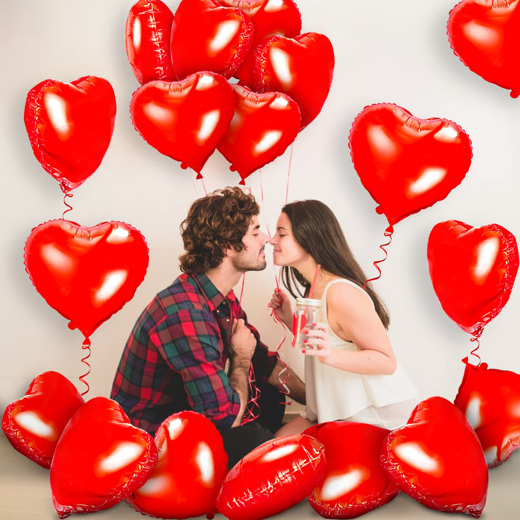 kortes 50 Pack 18 Inch Red Heart Foil Balloons for Valentine's Day and Wedding Decorations