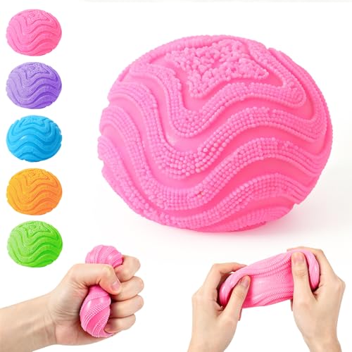 KOSIMI Fuzz Ball Pink Squishy Stress Ball – Soft Fidget Toy for Anxiety Relief and Focus