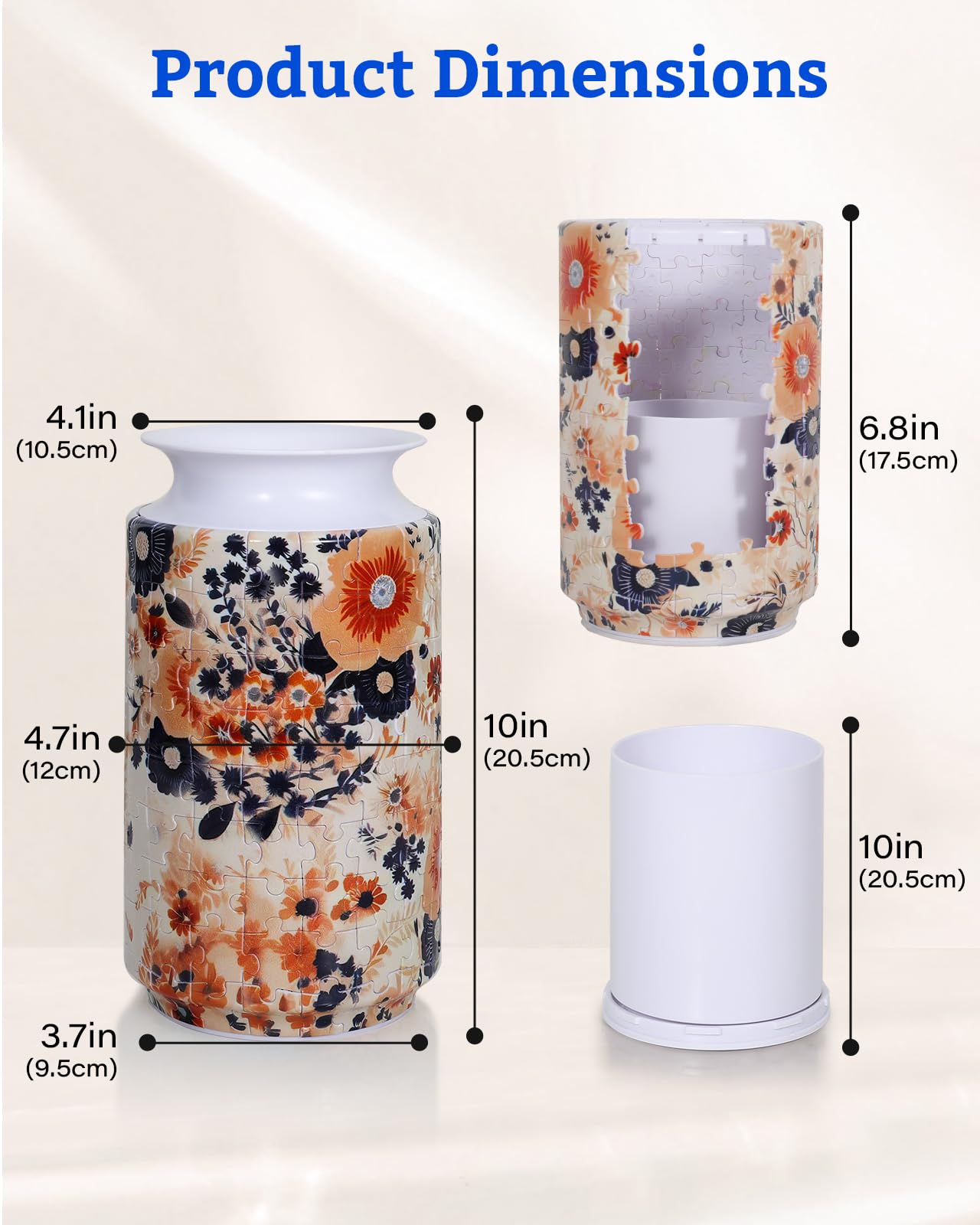 KOSTBAR 3D Puzzle Vase - 162-Piece Plastic Puzzle for Adults, UV Printed, Removable Water Cup, Unique Mother's Day Gift
