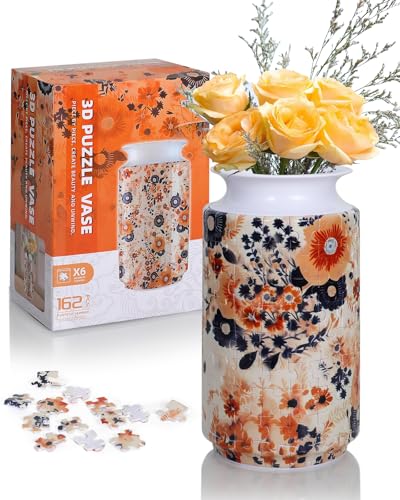 KOSTBAR 3D Puzzle Vase - 162-Piece Plastic Puzzle for Adults, UV Printed, Removable Water Cup, Unique Mother's Day Gift