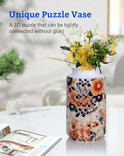 KOSTBAR 3D Puzzle Vase - 162-Piece Plastic Puzzle for Adults, UV Printed, Removable Water Cup, Unique Mother's Day Gift