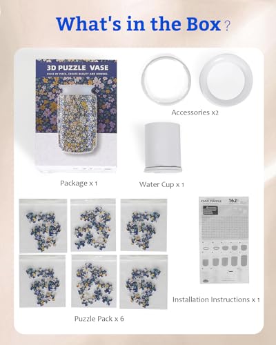 KOSTBAR 3D Puzzle Vase - 162 Pieces, UV Printed, Arc Splicing, Wide Mouth, Removable Water Cup - Unique Gift for Mother's Day