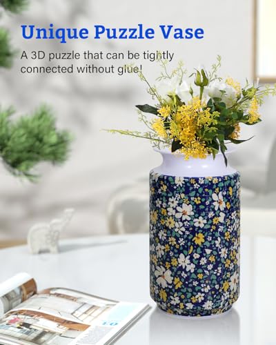 KOSTBAR 3D Puzzle Vase - 162 Pieces, UV Printed, Arc Splicing, Wide Mouth, Removable Water Cup - Unique Gift for Mother's Day