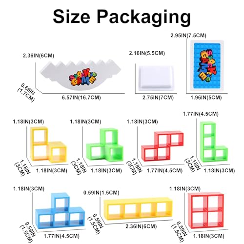 Koyzsen 48-Piece Balance Stacking Block Game – Family Stacking Toy with 22 Cards for Kids and Adults