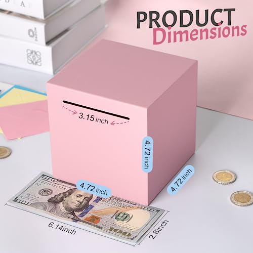 Kozsort Unbreakable Stainless Steel Piggy Bank for Adults - Pink, 4.72 Inch, Must Break to Open