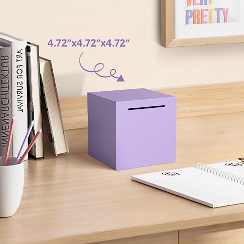 Kozsort Unbreakable Stainless Steel Piggy Bank for Adults – Must Break to Open, Purple 4.72-Inch