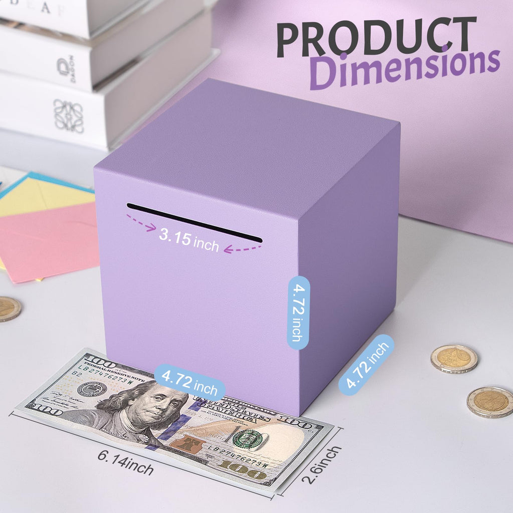 Kozsort Unbreakable Stainless Steel Piggy Bank for Adults – Must Break to Open, Purple 4.72-Inch
