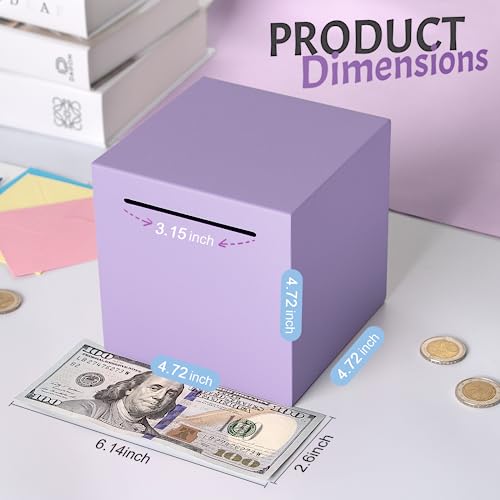 Kozsort Unbreakable Stainless Steel Piggy Bank for Adults – Must Break to Open, Purple 4.72-Inch