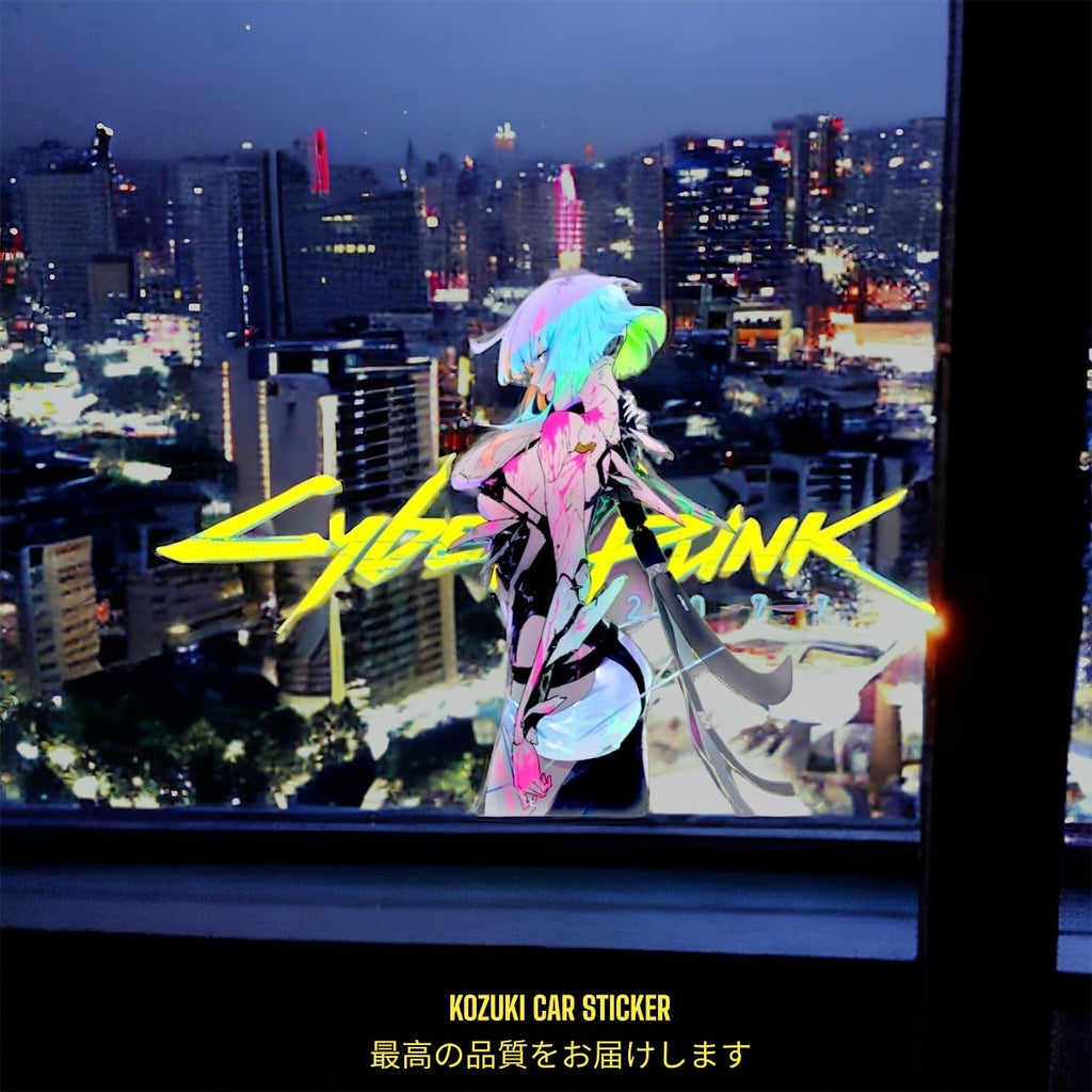 KOZUKI Cyberpunk Edgerunners Lucy Reflective Vinyl Decal – Waterproof, Removable, 8x3 inches