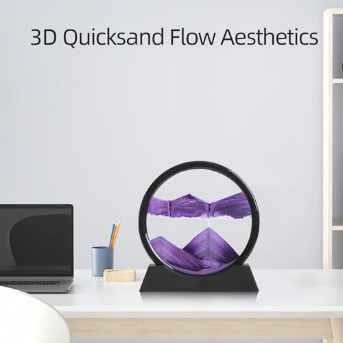 KPNUWN Moving Sand Art Liquid Motion – 7-Inch Purple Deep Sea Sandscape Desktop Decor