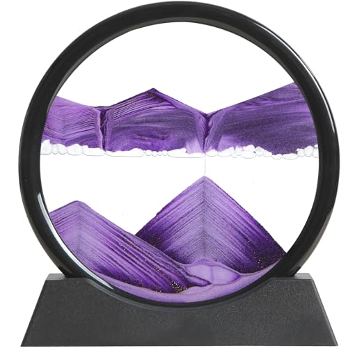 KPNUWN Moving Sand Art Liquid Motion – 7-Inch Purple Deep Sea Sandscape Desktop Decor