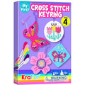 KRAFUN My First Cross Stitch Kit for Kids Age 5+: 4 Butterfly & Flower Keyring Projects, Embroidery Arts & Crafts Gift for Girls
