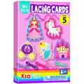 KRAFUN My First Lacing Cards Kit for Toddlers Age 3+, Princess Unicorn Fine Motor Activity Set