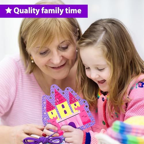 KRAFUN My First Lacing Cards Kit for Toddlers Age 3+, Princess Unicorn Fine Motor Activity Set