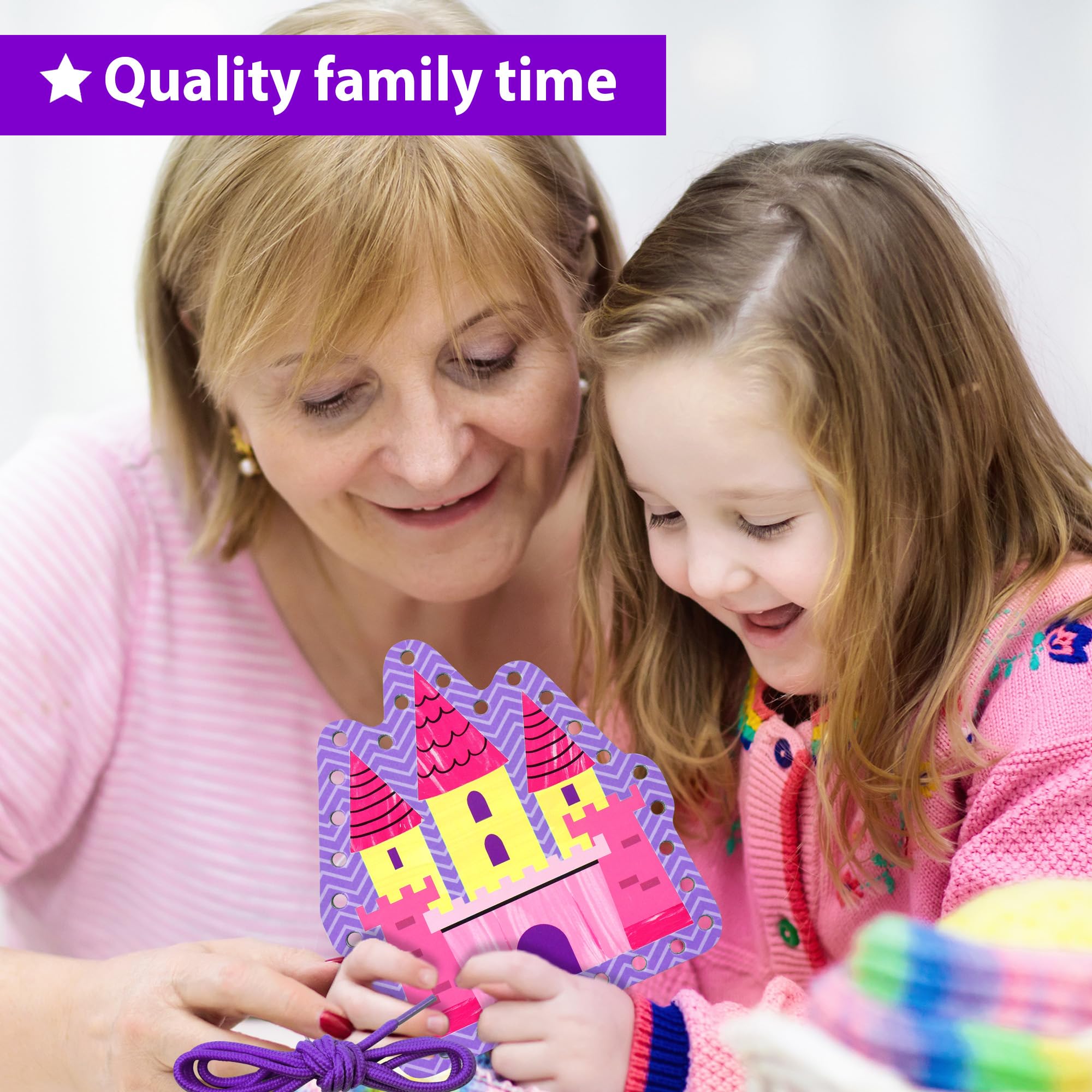 KRAFUN My First Lacing Cards Kit for Toddlers Age 3+, Princess Unicorn Fine Motor Activity Set