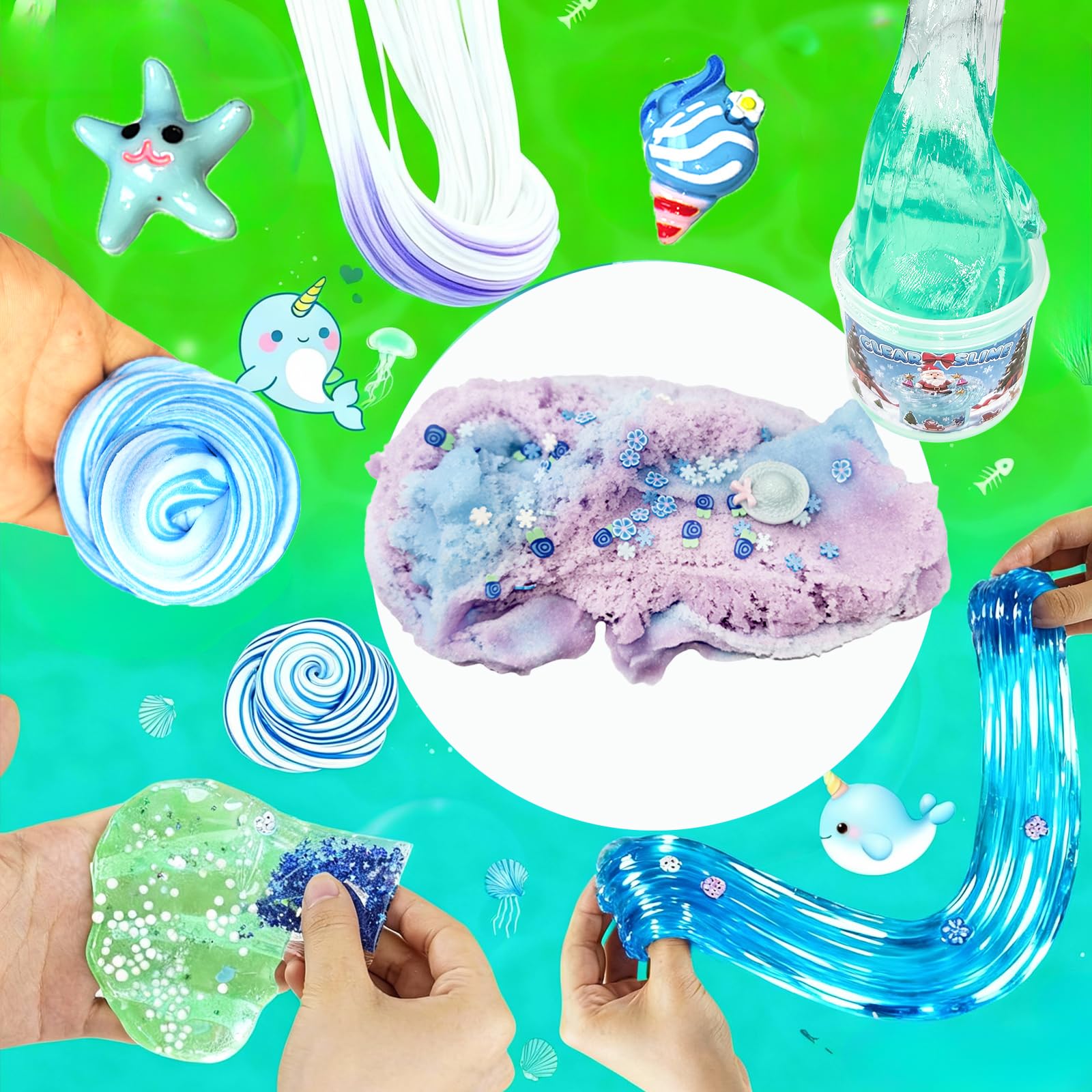 KUALUDJIT 8-Pack Butter Slime Kit - Non-Sticky Stretchy Slime for Kids, Party Favors, Stress Relief Toy